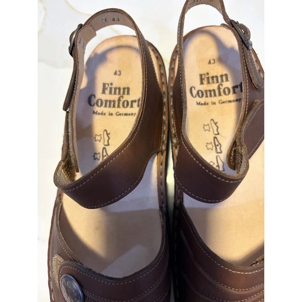 Finn Comfort Gomera Brown Leather Sandals EU 43 NWOB Made in Germany, Women 12